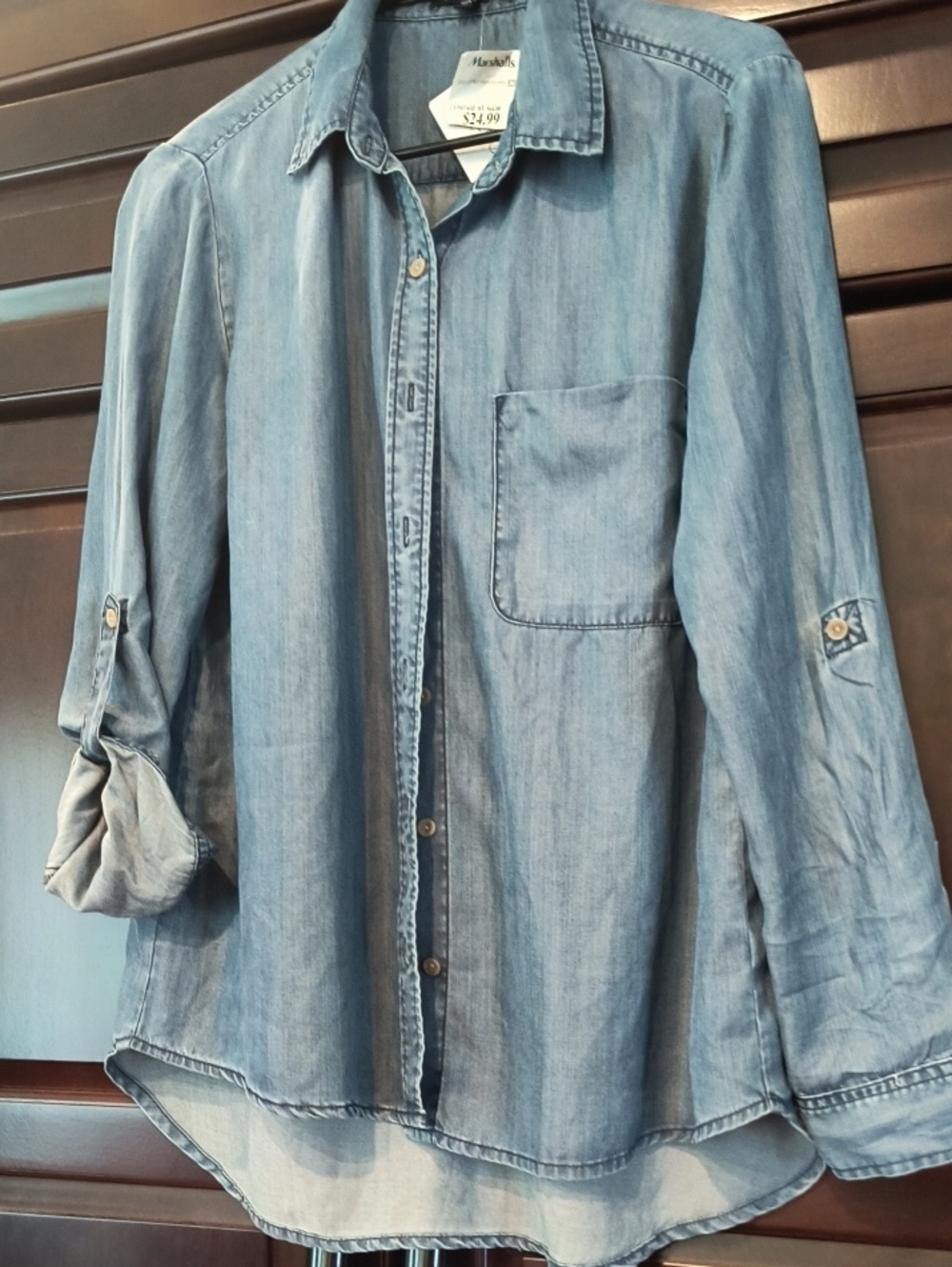 Light Denim Button-Down Shirt - Blue